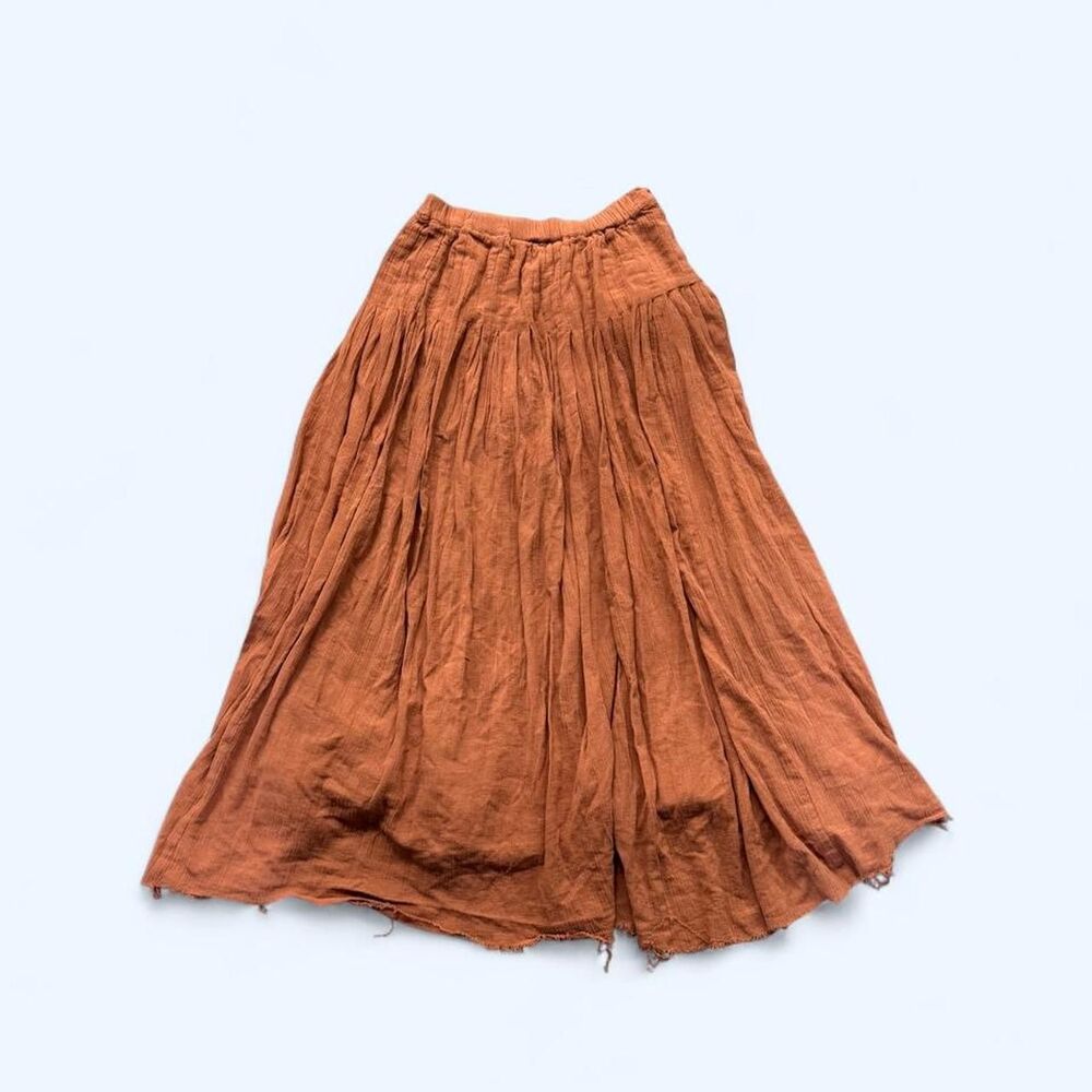 Free People Women's Burnt Orange Embroidered Maxi Skirt - Picture 4 of 7